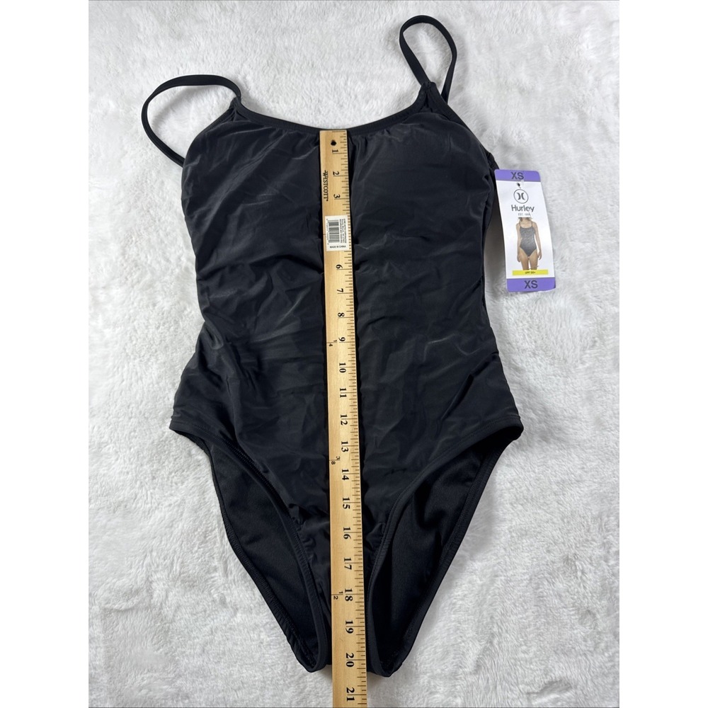 Hurley One-Piece Swimsuit UPF 50+ Stretch  Strappy Back Shelf Bra Black Size XS - Picture 2 of 8